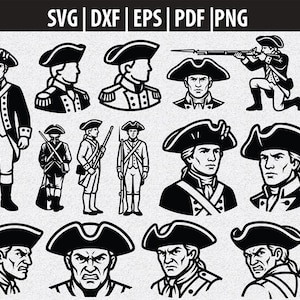Revolutionary Soldier SVG, Patriot Soldier PNG, Colonial Soldier Clipart Black White, Patriot Shirt, Cricut File, Instant Download