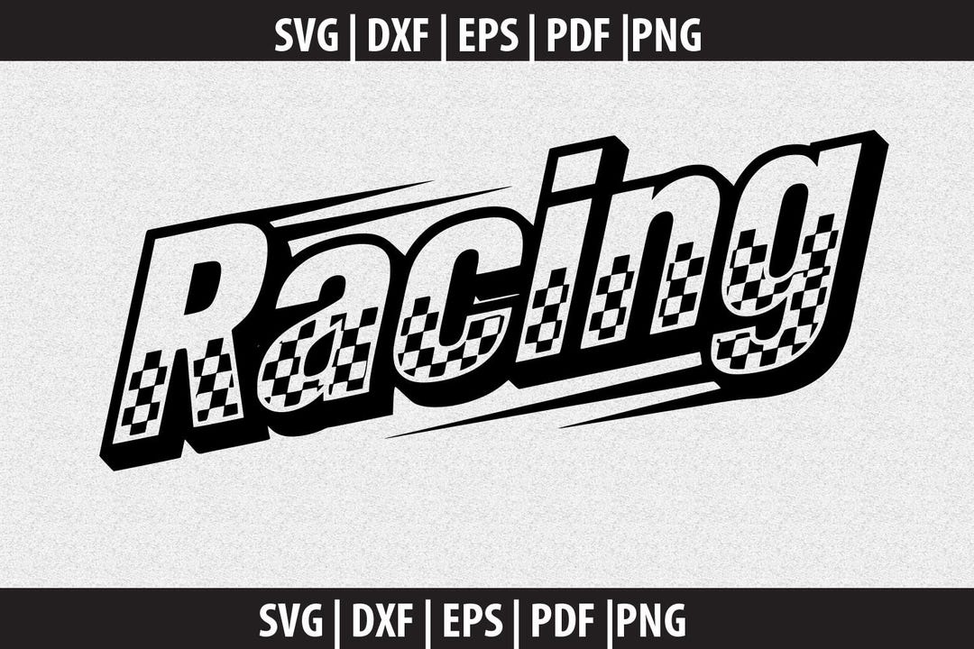 Plus Racing Word Racing SVG, Racing Word PNG, Race Car Clipart Black White, Racing Shirt ...
