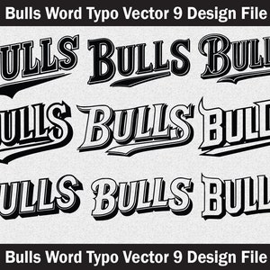 Bulls svg, Bulls mascot svg, arquivo de corte de Bulls, vetor de Bulls, arte de palavra de Bulls svg, tipografia de Bulls, Bulls
