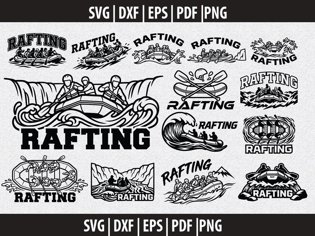 Rafting Word SVG, Rafting Text PNG, River Rafting Typography Black ...