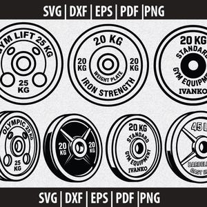 Weight Plate SVG, Barbell Plate PNG, Gym Weight Clipart Black White, Gym Shirt Design, Cricut Cut File, Instant Download