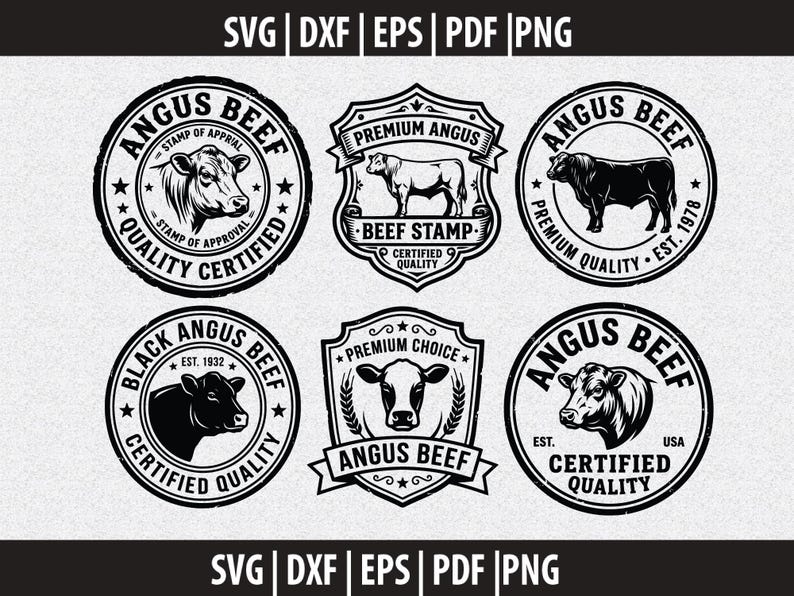 Angus Beef SVG, Beef Stamp PNG, Angus Beef Logo Clipart Black White ...