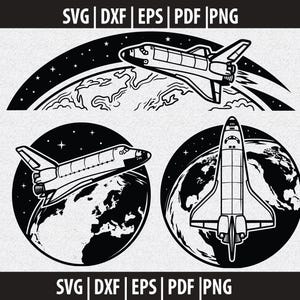 Space Shuttle SVG, Shuttle PNG, NASA Shuttle Clipart Black White, Space Shirt Design, Cricut Cut File, Instant Download