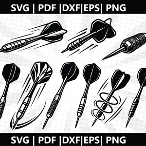 Paquete de archivos SVG de dardos para juegos de dardos y dianas, archivos de corte para Cricut y Silhouette, diseño de camisetas para juegos de pub, descarga instantánea.