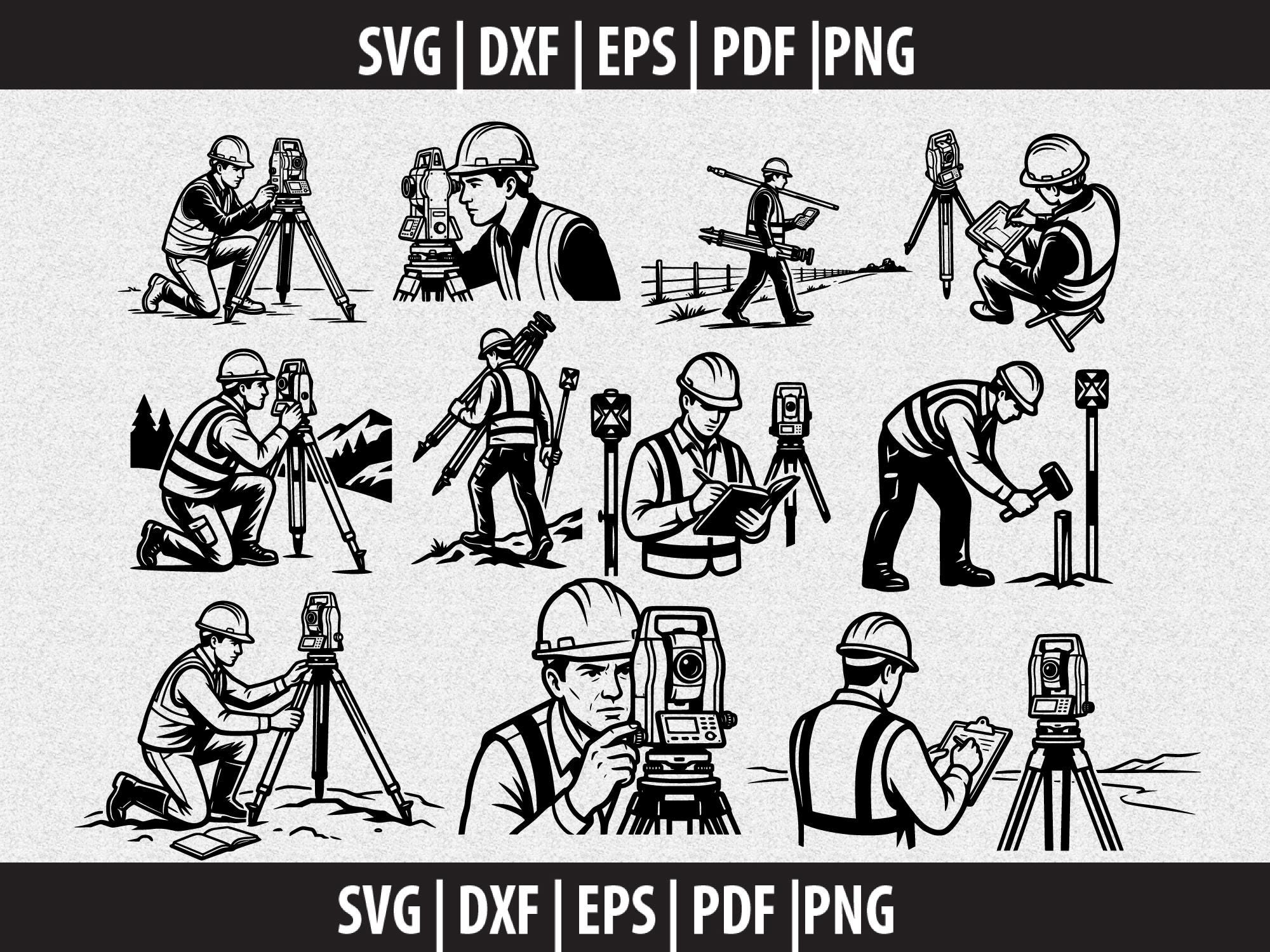 Surveyor SVG Bundle, Land Survey Clipart Pack, 5 Designs, Engineer ...