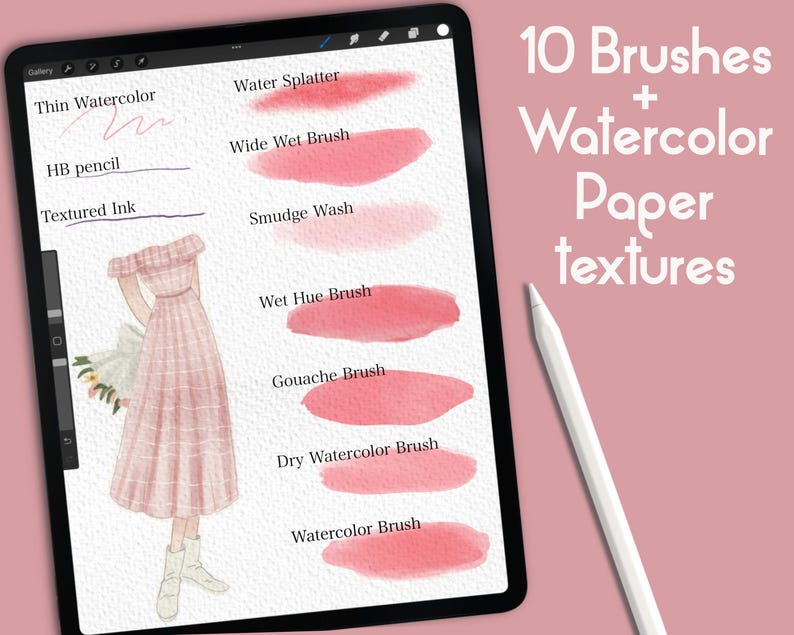 Procreate Wet Texture Brushes | Watercolor Paper Textures | Watercolor ...