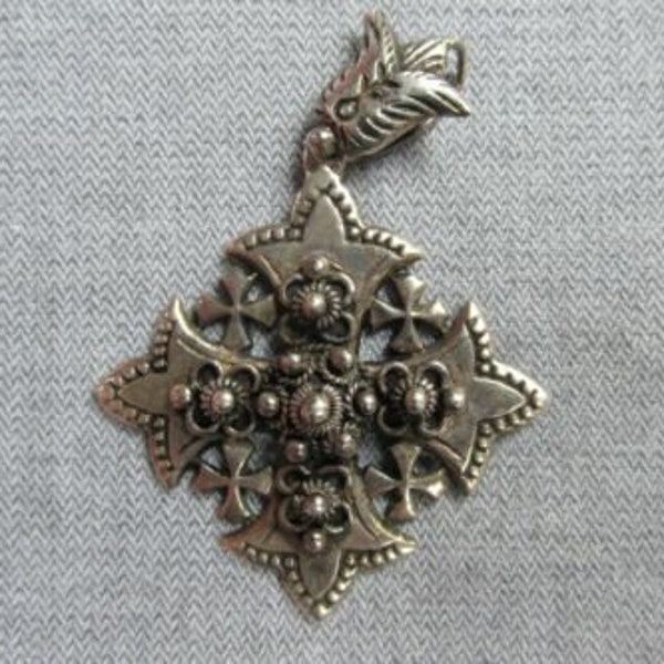 Silver Jerusalem Cross a 20th Century Pendant with Catholic and Religious Interest