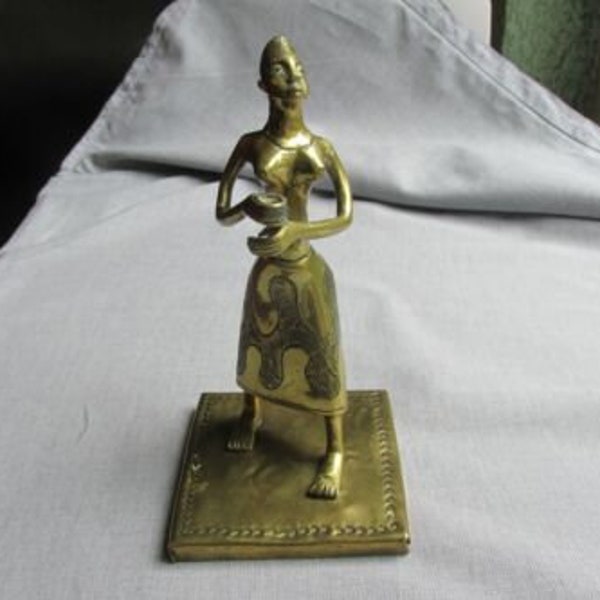 West African -- Brass Figure -- Lost Wax Cast Brass Figure from the Fon Tribe -- Lady