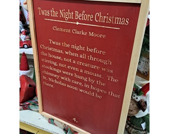 Letrero de "La noche antes de Navidad": Decoración navideña enmarcada en madera