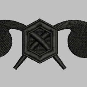U.S. Army Chemical Corps Branch Embroidery Files (dst, pes, exp, xxx formats)