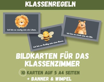 Animal Classroom Rules, for Primary School/Elementary School & Kindergarten, Classroom Decoration Mindfulness – PDF for printing, digital download