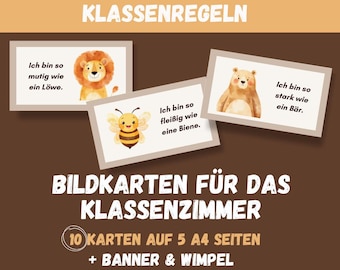 Animal Classroom Rules, for Primary School/Elementary School & Kindergarten, Classroom Decoration Mindfulness – PDF for printing, digital download