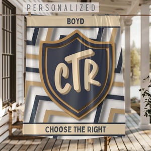 Personalized CTR Baptism Blanket for Boys | Navy LDS Gift for Son or Grandson