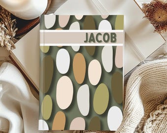 Personalized Hardcover LDS Baptism Journal for Boys | Neutral Abstract Name Notebook