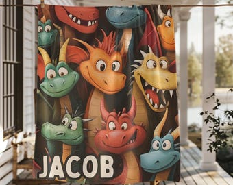 Customizable Dragon Velveteen Blanket, Playful Fantasy Decor