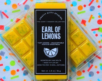 Earl of Lemons | Tart Lemons + Unacceptable Hints of Sweetness | Natural Soy Wax Melt Snap Bar | Candy Kingdom Collection