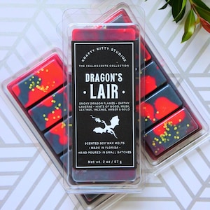 Dragon’s Lair | Smoky Flames, Earthy Cavern, Hints of Wood, Musk, Leather, Incense, Amber & Gold | Natural Wax Melt Snap Bar | Realmscents