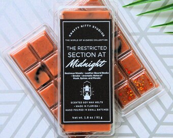 The Restricted Section at Midnight | Ancient Wood + Leather-Bound Books + Spiced Dark Musk + Smoke | Wax Melts | World of Wizards Collection