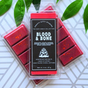 Blood & Bone | Violets, Saffron, Bergamot, Leather, Vetiver, Palo Santo, Smoke, Sandalwood | Natural Soy Wax Melt Snap Bar | Dark Magic