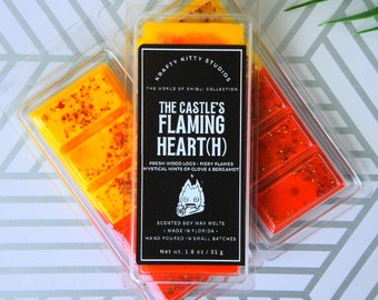 The Castle's Flaming Heart(h) | Fiery Flames, Fresh Cut Logs, Hints of Clove & Bergamot | Natural Soy Wax Melt Snap Bar