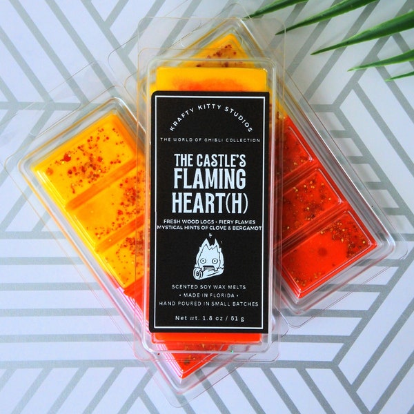 The Castle's Flaming Heart(h) | Fiery Flames, Fresh Cut Logs, Hints of Clove & Bergamot | Natural Soy Wax Melt Snap Bar