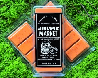 At The Farmers Market: Apples, Spices & Sugary Vanilla | Soy Wax Melt Snap Bar | Cottagecore Collection
