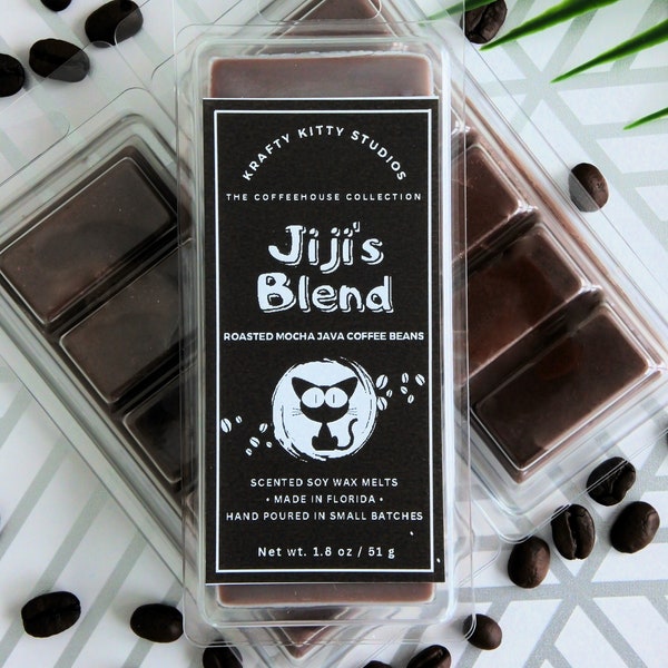 Jiji's Blend | Fresh Roasted Mocha Java Coffee Beans | Soy Wax Melt Snap Bar | Coffeehouse Collection