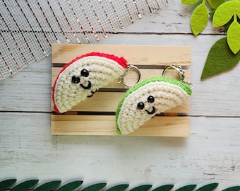 Handmade Crochet Apple Slice Keychain, Plush Frui Keychain Charm, Gifts for Friends, Bag accessories, Kawaii, Party Favor, Cute Charm