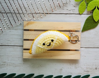 Crochet Lemon Keychain, Kawaii Fruit Charm, Cute Backpack Accessory