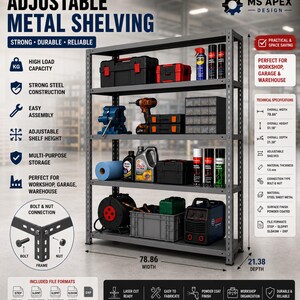 Industrial Storage Rack CAD Model | 2000mm Wide Metal Shelf | Step Dxf SolidWorks SLDPRT SLDASM
