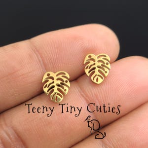 Beautiful Monstera Leaf No Tarnish Stainless Steel Earrings. Laser Cut Stud Earrings, Pushback Style Comes In Gold, Black & Silver Colors.