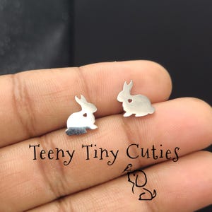 Love Bunny Rabbit No Fade Stainless Steel Push Back Stud Earrings. Laser Cut Steel In Gold, Rose Gold, Silver & Black Tones.  Easter Bunny.