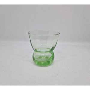 Small glass, shot glass, mini vase made of uranium glass pressed glass vintage 70s