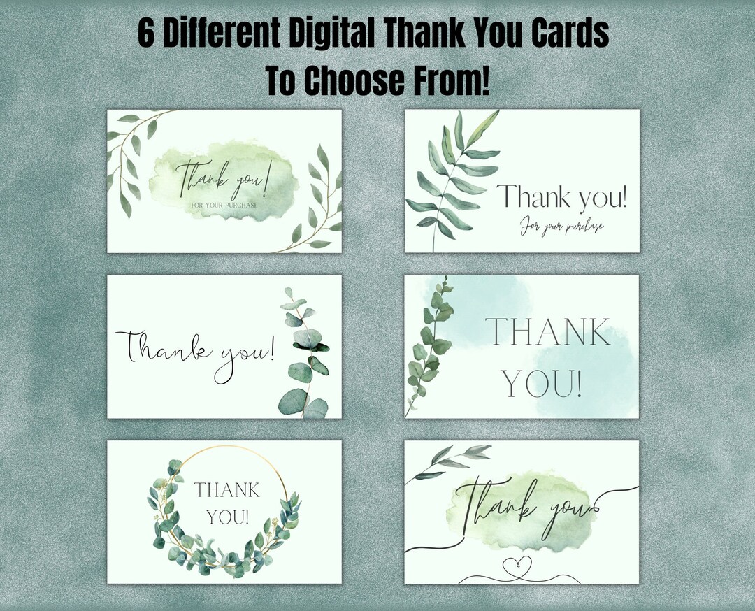 Printable Thank You Cards | Business Cards | Leaves Theme | Digital ...