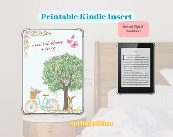 Kindle Insert | Spring Edition | Printable E-Reader Decor | Cute Digital Download for Clear Kindle Case | Kindle Paperwhite | Kindle Basic