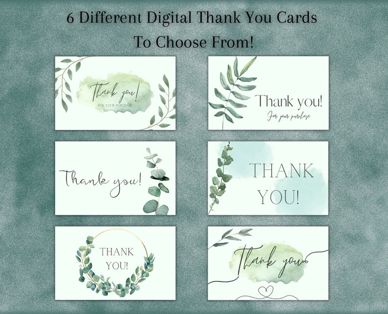 Printable Thank You Cards Business Cards Leaves Theme - Etsy
