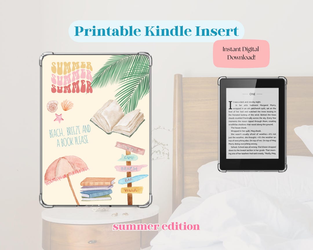 Kindle Insert | Summer Edition | Printable E-reader Decor | Cute ...