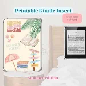 Kindle Insert | Summer Edition | Printable E-Reader Decor | Cute Digital Download for Clear Kindle Case | Kindle Paperwhite | Kindle Basic