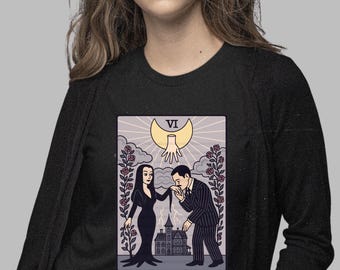 Tarot Card The Lovers T-Shirt Morticia & Gomez Inspired Gothic Romance Tee Addams Family