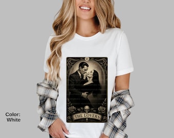 The Lovers Gothic Tarot Shirt Morticia Gomez Addams Family Inspired Romantic Dark Art