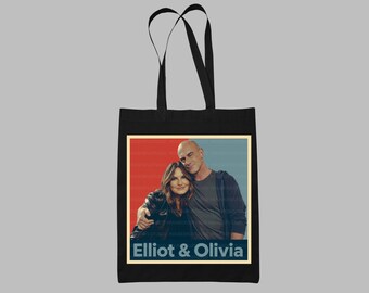 Sac cabas noir Elliot et Olivia Pop Art inspiré de Benson and Stabler
