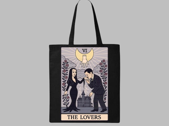 Tarot Card The Lovers Tote Bag Morticia & Gomez Inspired Gothic Romance Addams Family