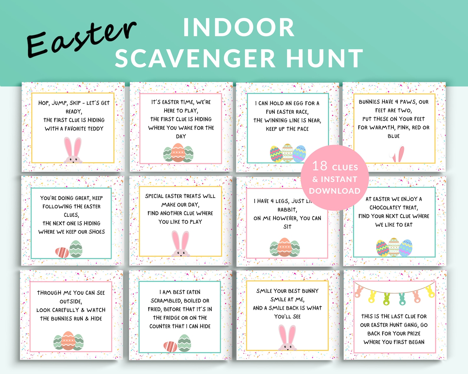Indoor Easter Scavenger Hunt for Kids, Indoor Easter Treasure Hunt