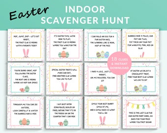 Indoor Easter Scavenger Hunt for Kids, Indoor Easter Treasure Hunt, Indoor Easter Egg Hunt, Kids Scavenger Hunt Printable, Easter Hunt Clues