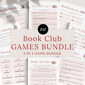 Book Club Games Printable Ice breakers, BookClub Party Games, Bookish Games, Book Club Activities, Book Club Meeting Games, Book club ideas
