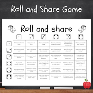 Würfelspiel, Roll-and-Tell-Spiel, Zurück zur Schule Eisbrecheraktivität für Kinder, Lehrerresultat, Würfelspiel, lernen Sie Sie kennen, Kreiszeitspiele