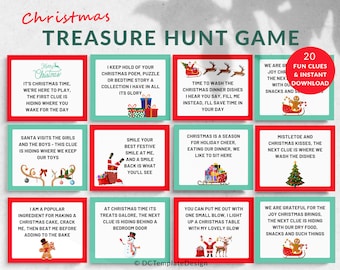Christmas Treasure Hunt Game Printable Christmas Party Games Ideas Christmas Games for Kids, Family Games Christmas Scavenger Hunt