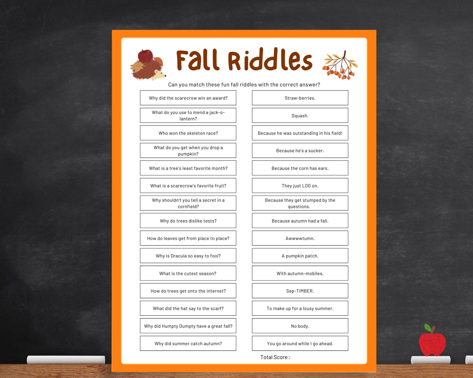 Fall Riddles Easy Fall Riddles Party Game, Family Jokes, Autumn Quiz (digital Download ...
