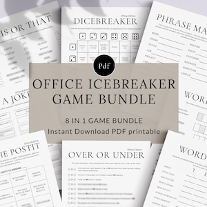 Büro-Eisbrecher-Spiele Bundle Druckbare Arbeit Eisbrecher Spiele Set, Personal Eisbrecher Ideen Team Gebäude Spiele Eisbrecher Spiele Würfelbrecher