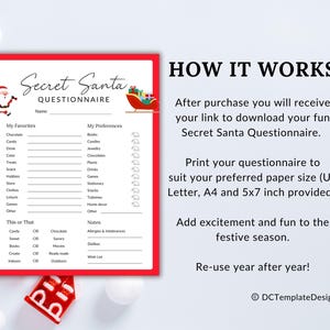 Secret Santa Questionnaire, Secret Santa Survey Form, Christmas All ...